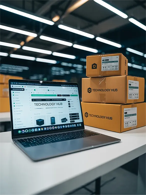 image of laptop with box