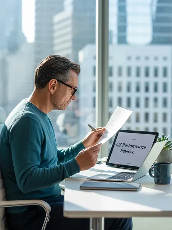 man checking doc image