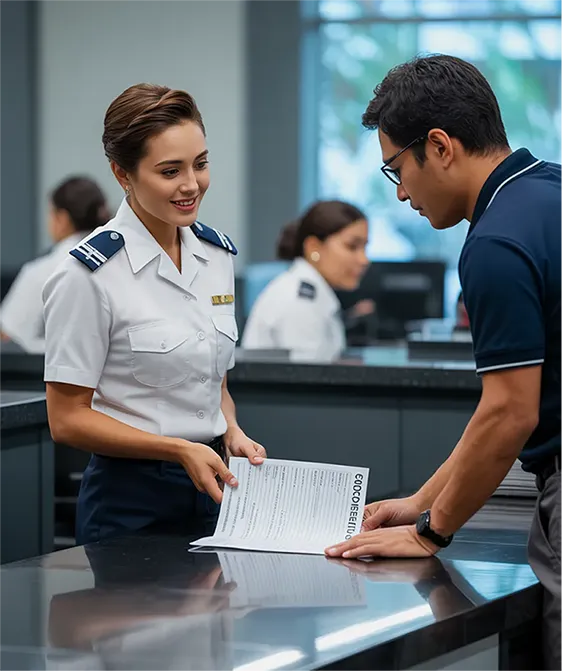 image of officer checking documents