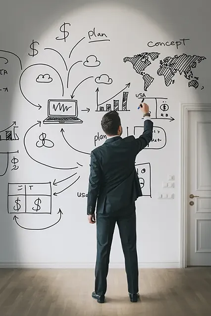 image of man drawing on wall