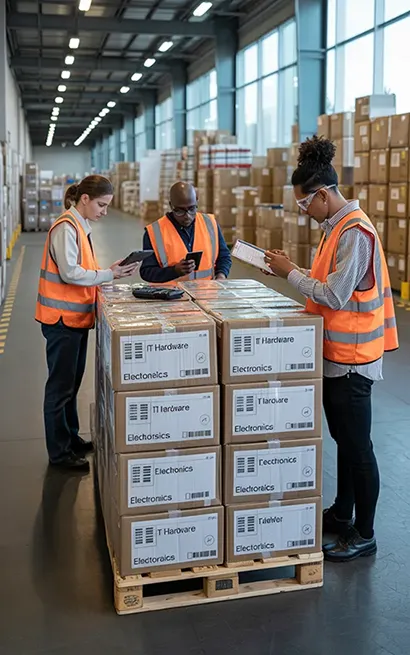 checking shipping boxes image