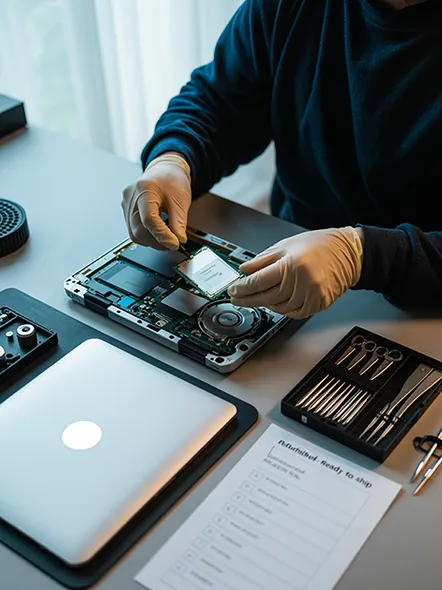 man assemble computer parts