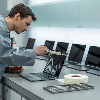 image of man checking laptop screen