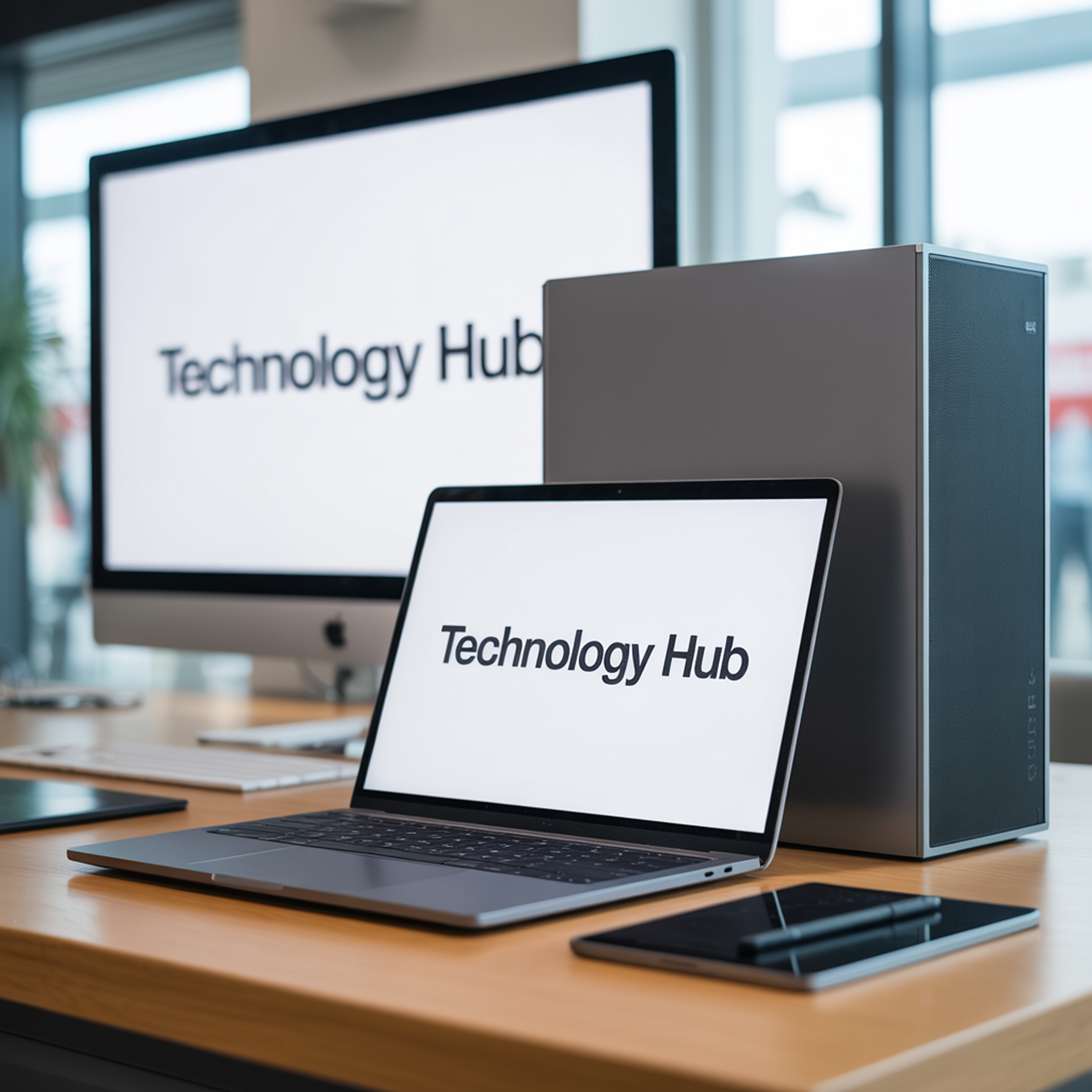 image of laptop , monitor and pc